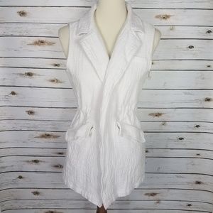 LA Coalition White Sleeveless Vest Textured Cotton